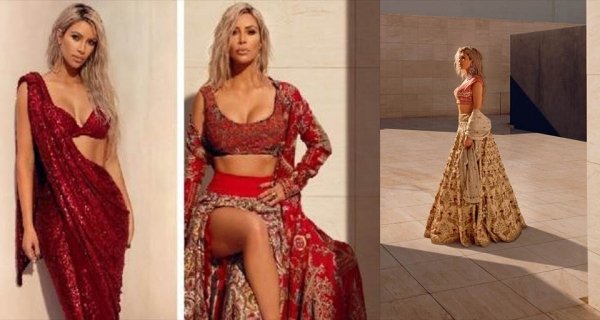 Kim Kardashian caught on camera in a steamy Indian Saree [ View Pics] Image